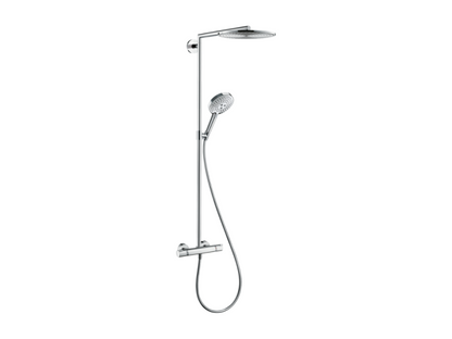 Homzora Raindance S 300 chrome thermostatic shower column with AddStoris shelf