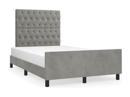 Bed frame with light grey headboard, 120x190 cm, velvet