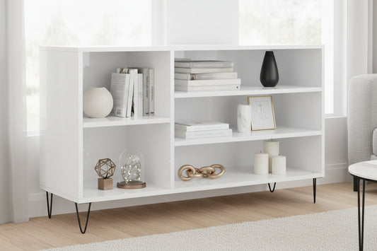 High-gloss white shoe cabinet, 102x36x60 cm, engineered wood