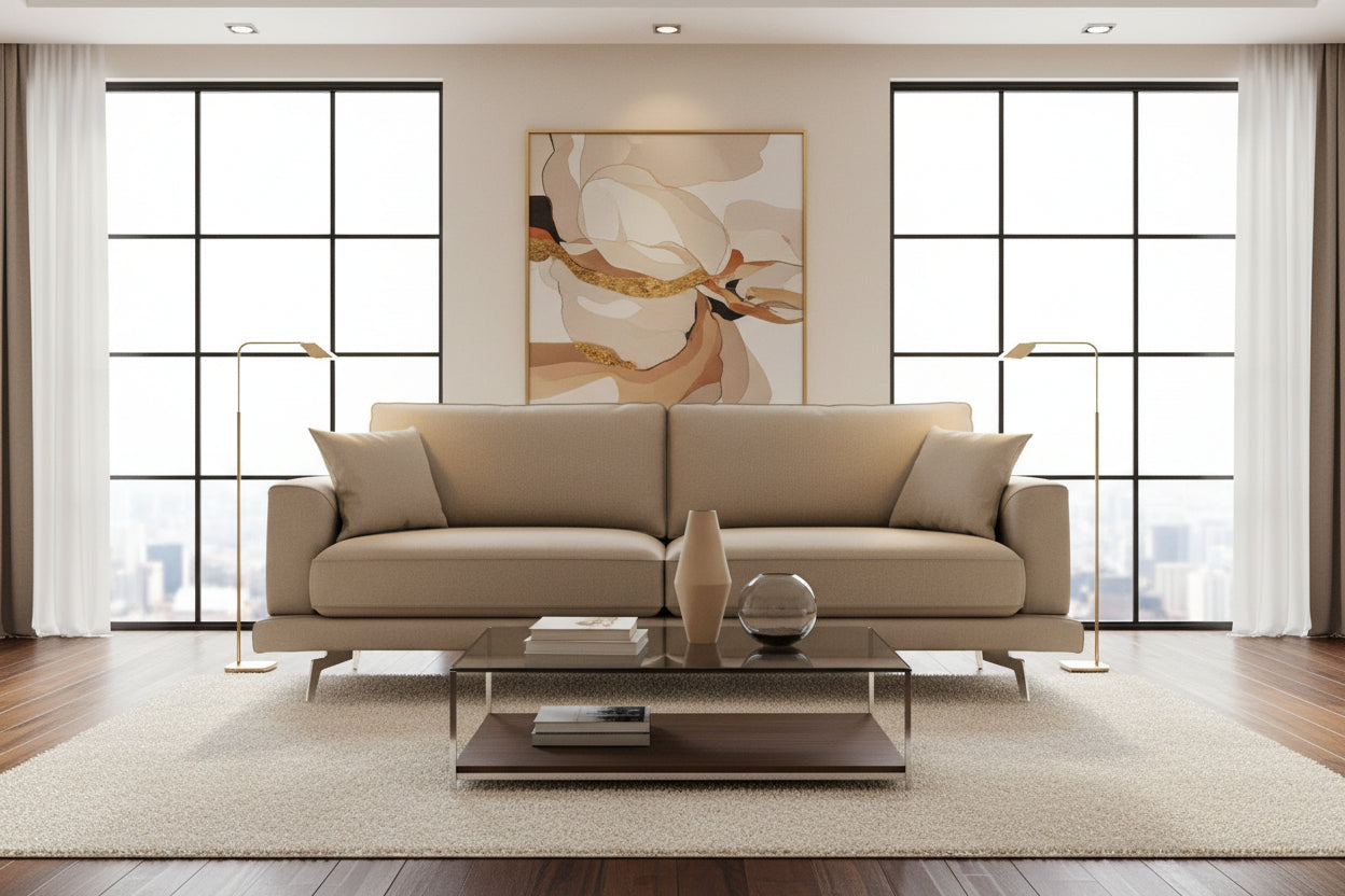 Doucezen Modern Sofa in Soft, Stain-Resistant Fabric T05 178 cm Beige