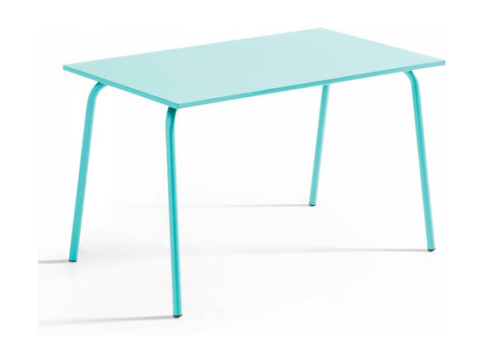 Garden table and 4 chairs in turquoise metal - Doucezen