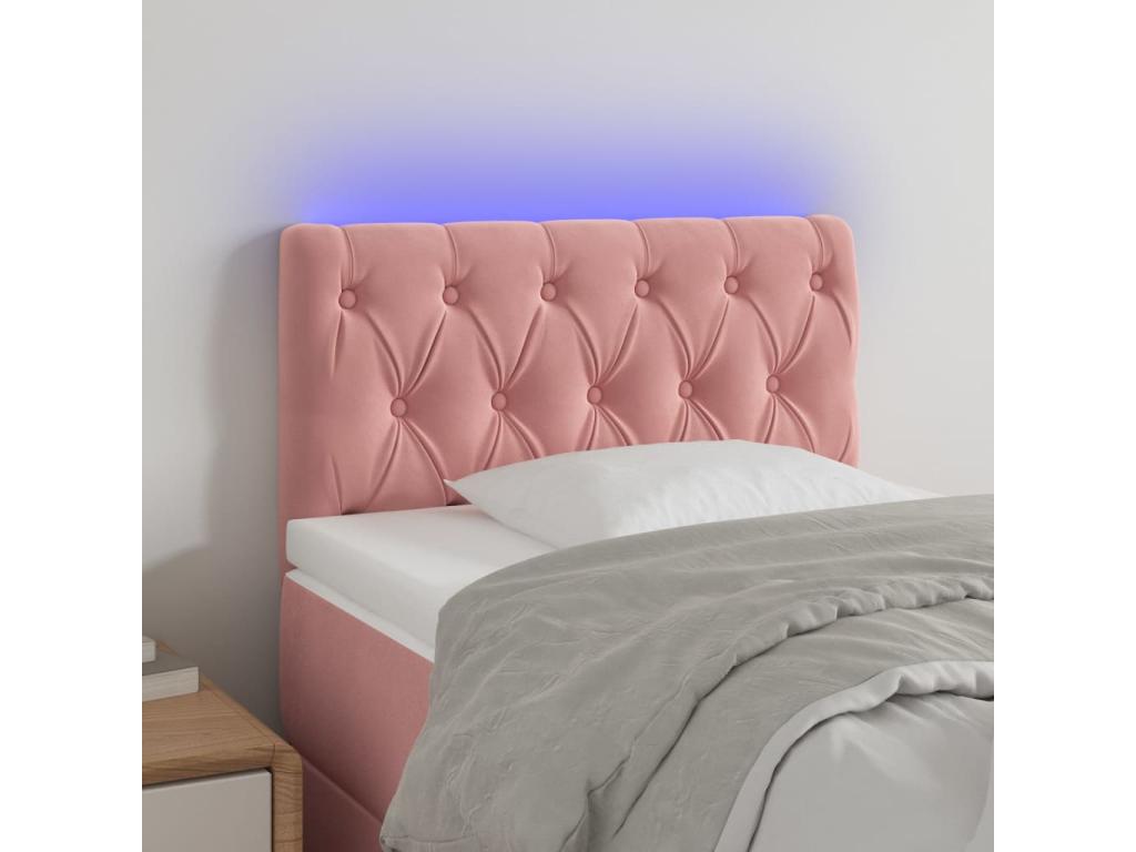Pink LED Headboard 80x7x78/88 cm Velvet