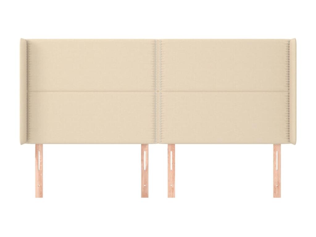 Headboard with wings, Cream, 203x16x118/128 cm, Fabric