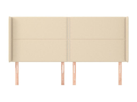 Headboard with wings, Cream, 203x16x118/128 cm, Fabric