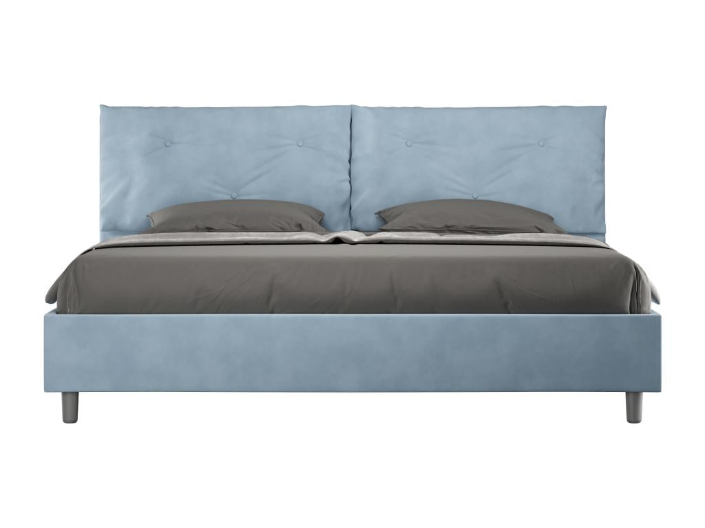 Homzora Large Upholstered Storage Bed 200x210cm Light Blue Microfiber