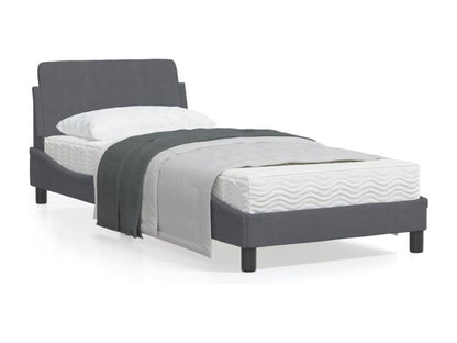 Bed frame with headboard, dark grey, 90x200 cm, velvet