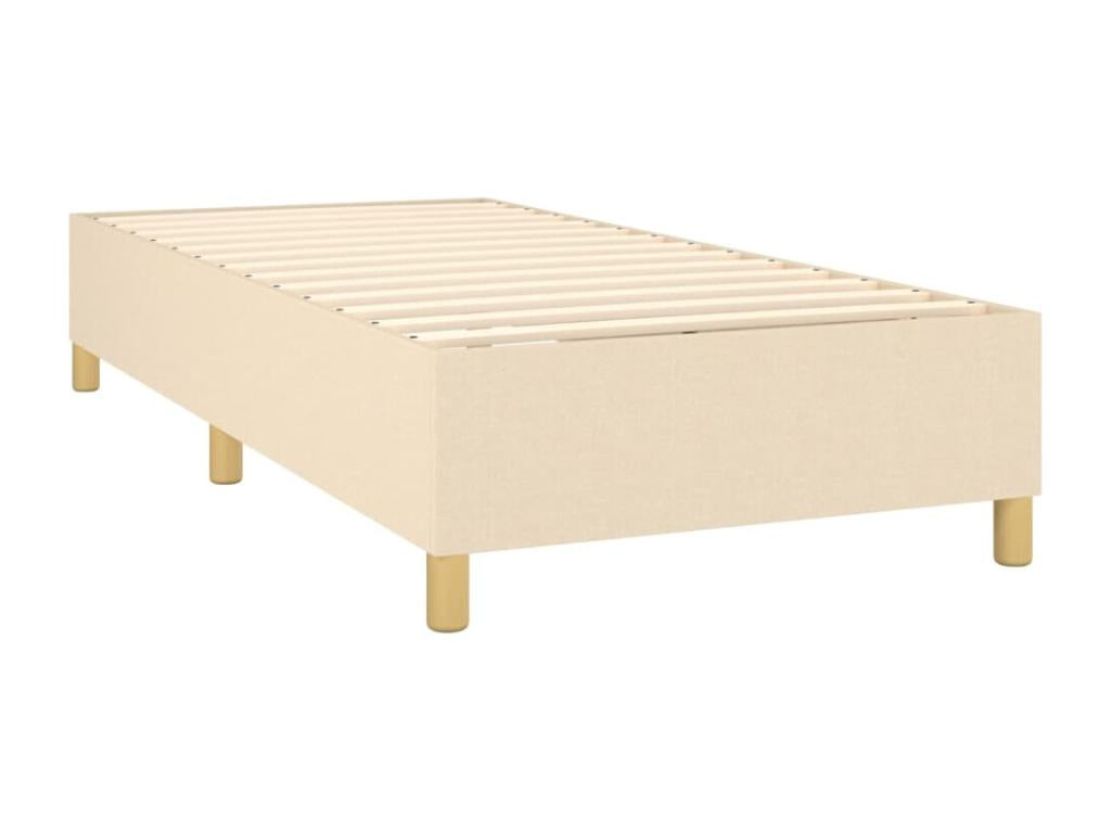 Upholstered bed base with mattress, Cream, 80x200 cm, Fabric