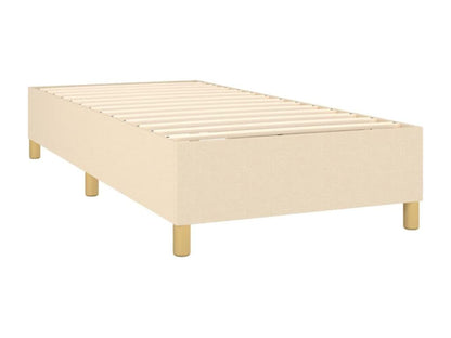 Upholstered bed base with mattress, Cream, 80x200 cm, Fabric