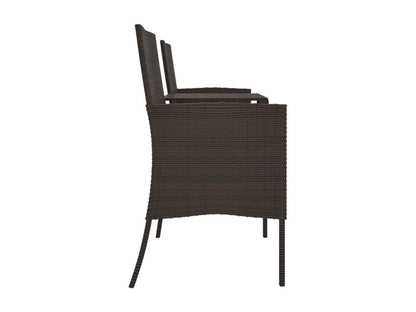 2-seater garden sofa and coffee table, brown woven resin