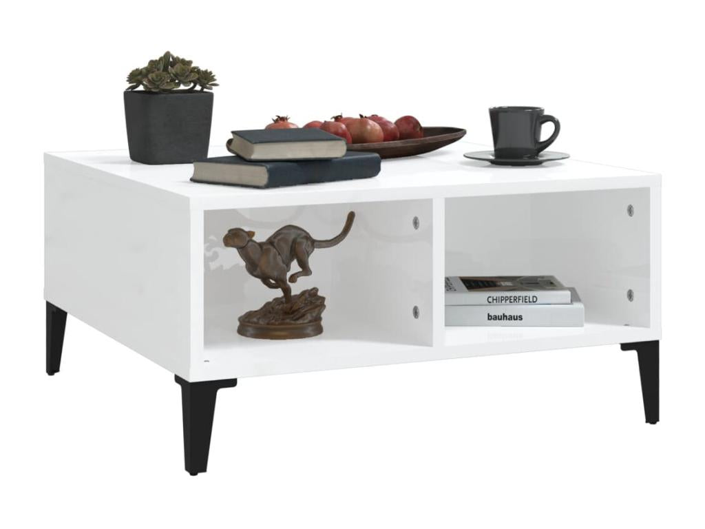 Coffee table, glossy white, 60x60x30 cm, chipboard