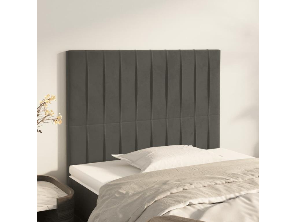 2-piece headboard set, dark grey, 90x5x78/88 cm, velvet