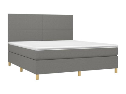 Upholstered bed base with mattress, dark grey, 180x200cm, fabric