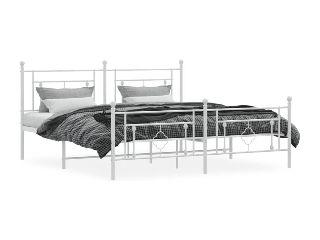 Metal bed frame without mattress and white bed legs, 180x200 cm