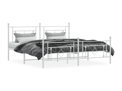 Metal bed frame without mattress and white bed legs, 180x200 cm