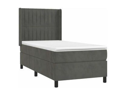 Homzora bed base and mattress, Dark Grey 90x200 Velvet