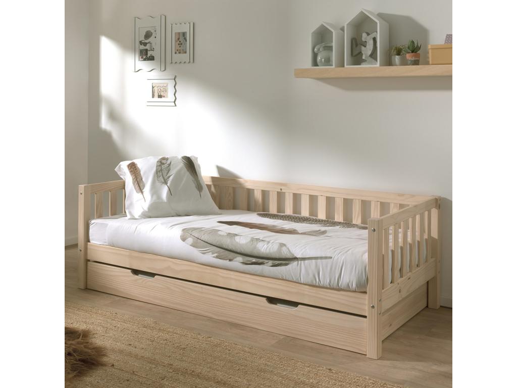 Doucezen - 90x200cm Trundle Bed in Natural Pine
