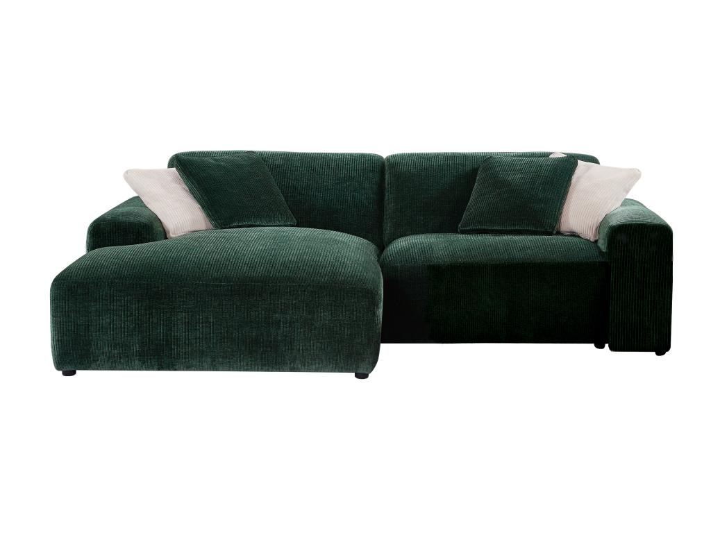 Homzora Tirono left-hand corner sofa in fir green corduroy