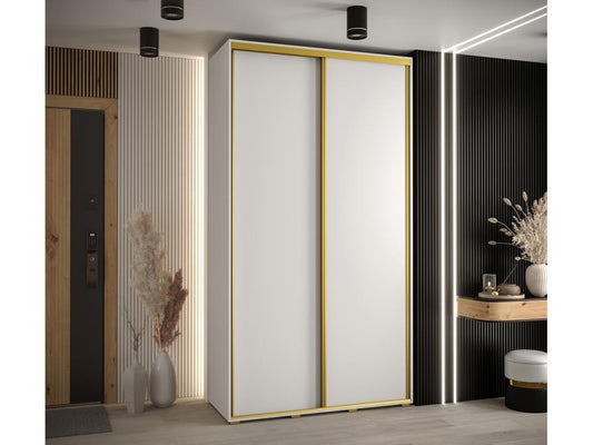 Doucezen 1 Sliding Door Wardrobe 235.2/130/45 2 Doors White/White/Gold