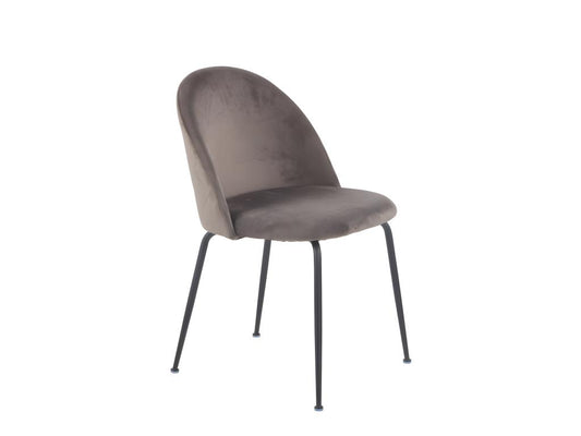 Set of 4 brown velvet chairs with black metal legs - Homzora