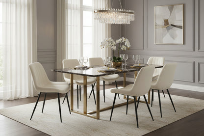 Dining chair - Velvet / White - Cream - Doucezen