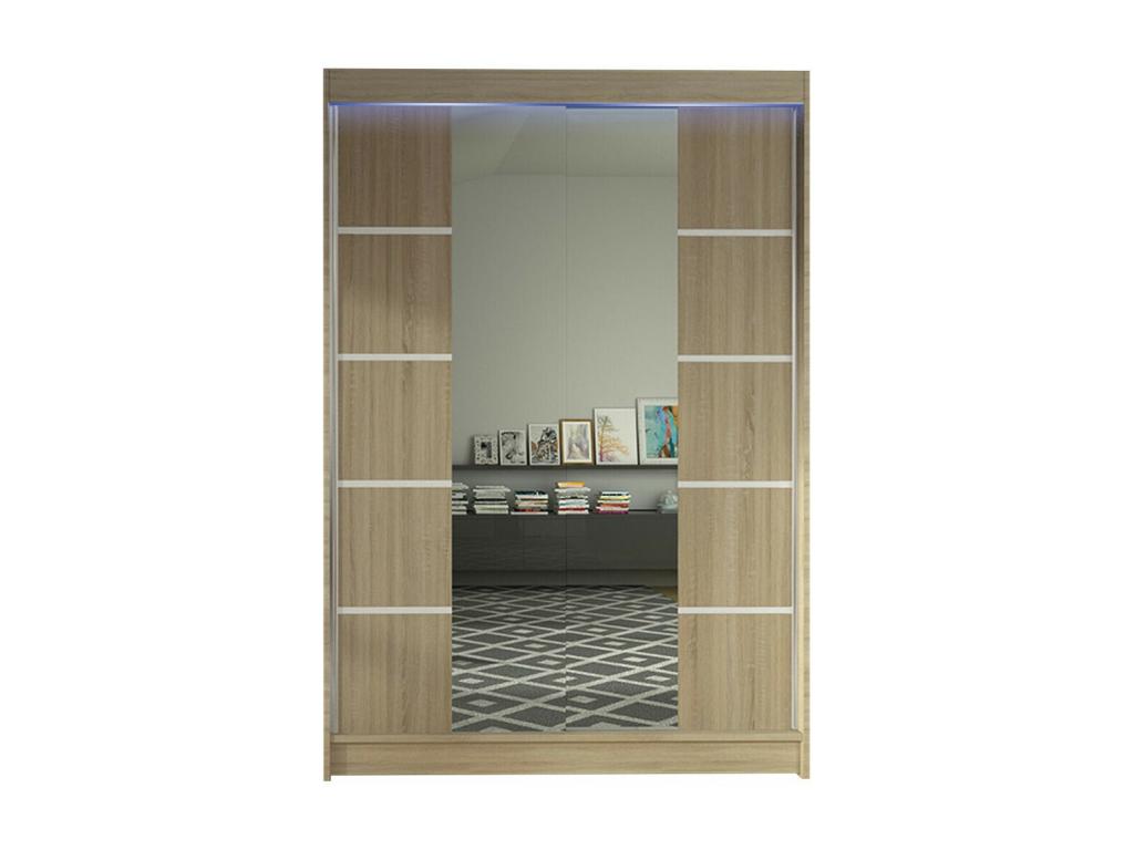 Homzora 151 Wardrobe, Homzora Oak, 200x120x58cm, Sliding Wardrobe Doors