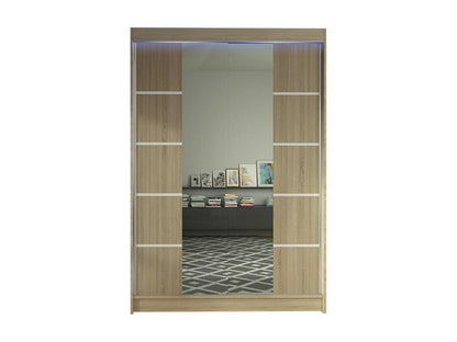 Homzora 151 Wardrobe, Homzora Oak, 200x120x58cm, Sliding Wardrobe Doors