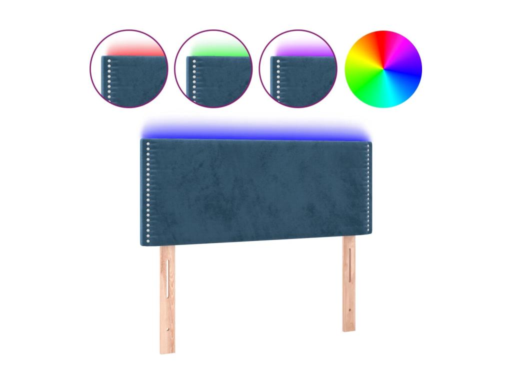 Dark Blue LED Headboard 100x5x78-88 Velvet