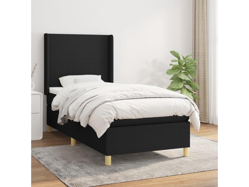 Homzora bed base with black mattress 90x190 cm fabric