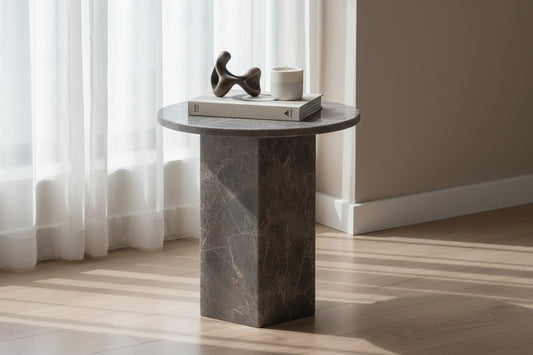Doucezen coffee table side table 50cm brown marble.