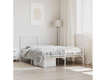 Metal bed frame with white headboard/footboard 120x200cm