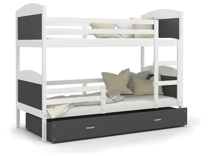 Doucezen 90x190 Bunk Bed Without Mattress White - grey Delivered with bed base and drawer.