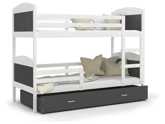 Doucezen 90x190 Bunk Bed Without Mattress White - grey Delivered with bed base and drawer.