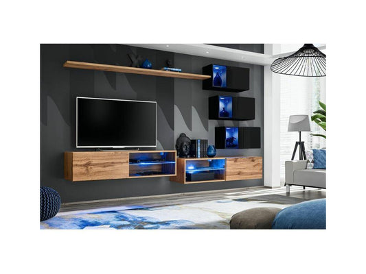 Switch XXIV wall-mounted TV unit - W 260 x D 40 x H 170 cm - Brown and black