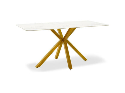 Paris dining table, 8mm glass, marble-gold pattern, 160x80x75cm