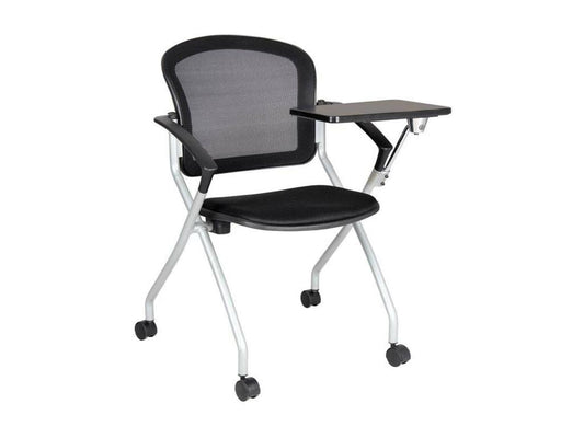 Kalgoorlie Office Chair, Waiting Room Chair with Armrest and Tablet, Ergonomic Waiting Chair, 61x49h84 cm, Black