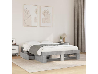 Bed frame without mattress, concrete grey, 120x190 cm, engineered wood