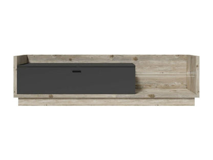Doucezen collection TV unit with LED lighting - Pine and anthracite grey finish - Dimensions 220x58x48 cm