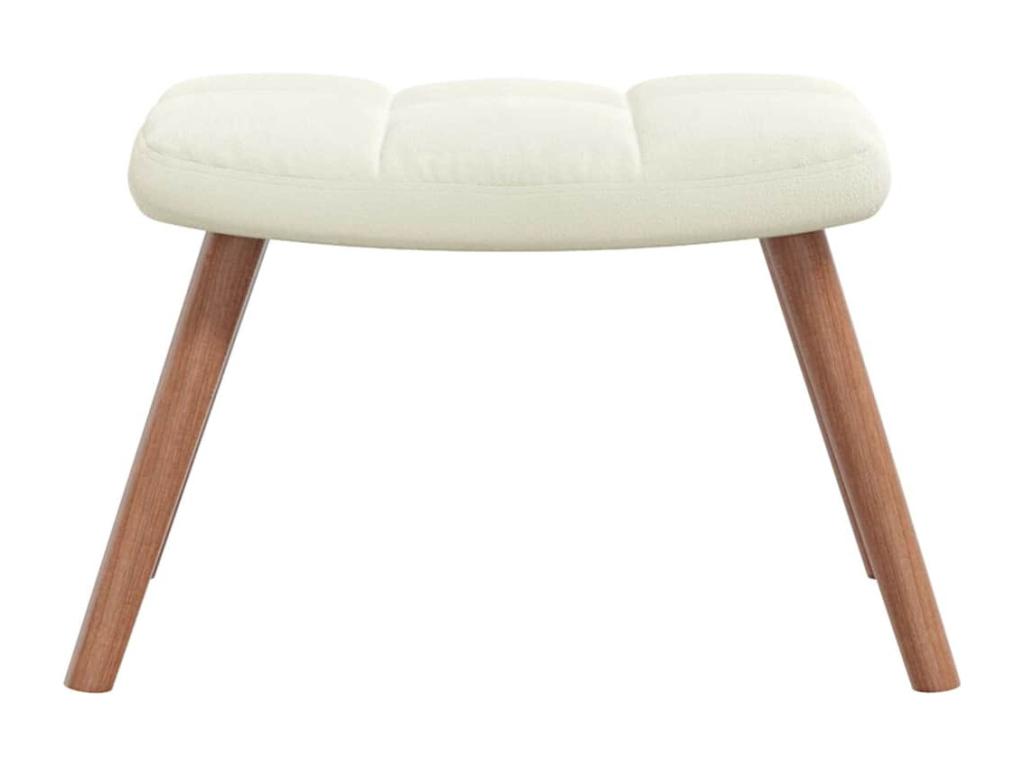 Rocking chair with footrest, cream white velvet