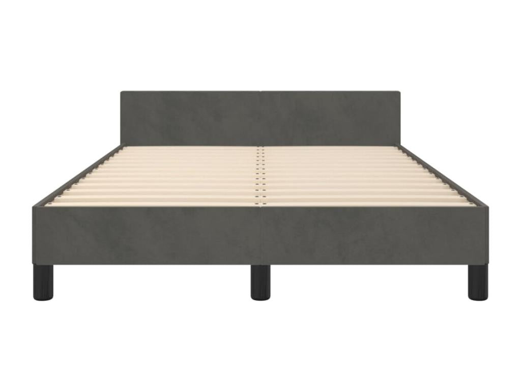 Bed frame with dark grey headboard, 120x190 cm, velvet