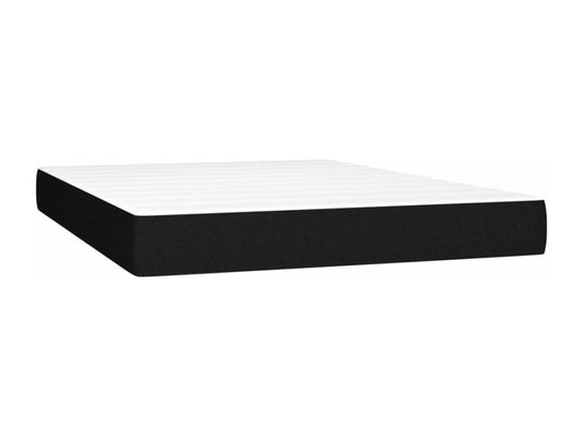 Upholstered bed base with mattress and LED lighting, black, 140x200 cm, fabric