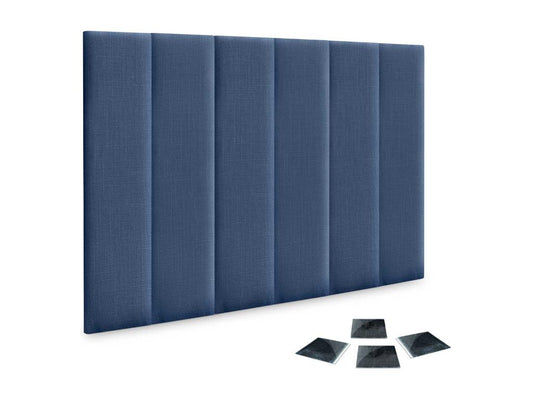 Doucezen Set of 6 Self-Adhesive Linen Wall Panels, Sound Absorbing, Shockproof, and Suitable for Bed Headboards, Navy Blue, 60x30cm x6