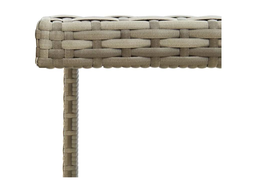 Grey garden table 109x107x74 cm Woven resin and glass