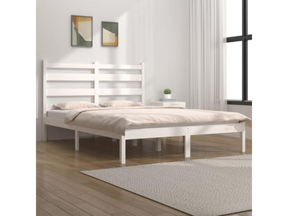 White bed frame, solid pine wood, 120x190 cm, small double size