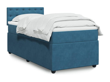 Homzora bed base with blue 80x200 cm velvet mattress