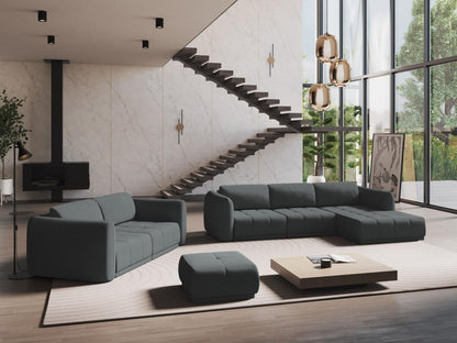 Panoramic corner sofa in chenille fabric - graphite - Doucezen