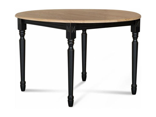Round extendable wooden table D115 with 1 extension leaf and turned legs - VICTORIA