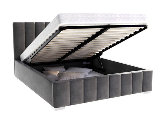 Doucezen 140x190 cm storage bed with Doucezen lift-up slatted base, Dark Grey
