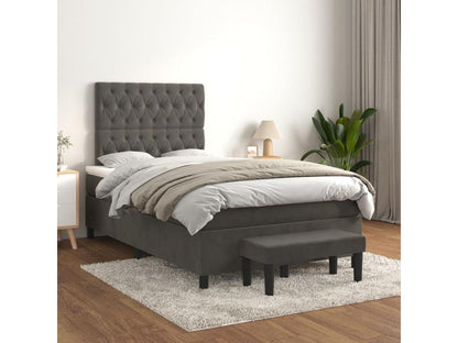 Upholstered bed base and mattress, Dark Grey, 120x200cm, Velvet