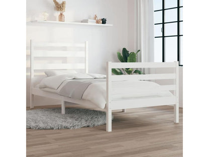 Solid pine wood bed frame 100x200 cm White