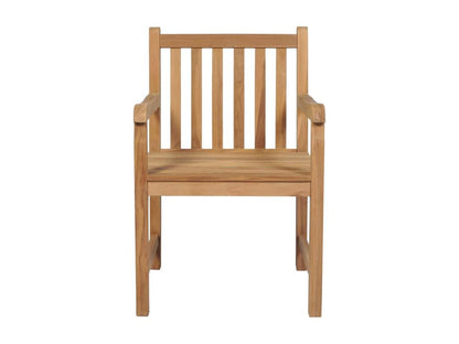 6-piece garden chair set with blue cushions, solid teak wood